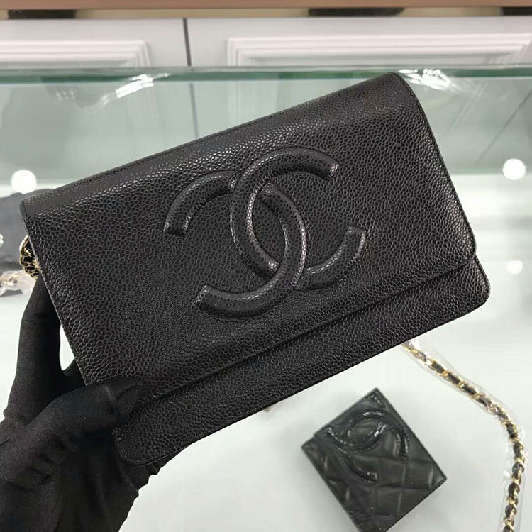 2018 Chanel WOC A33814 Original Caviar Leather Mini Flap Bag