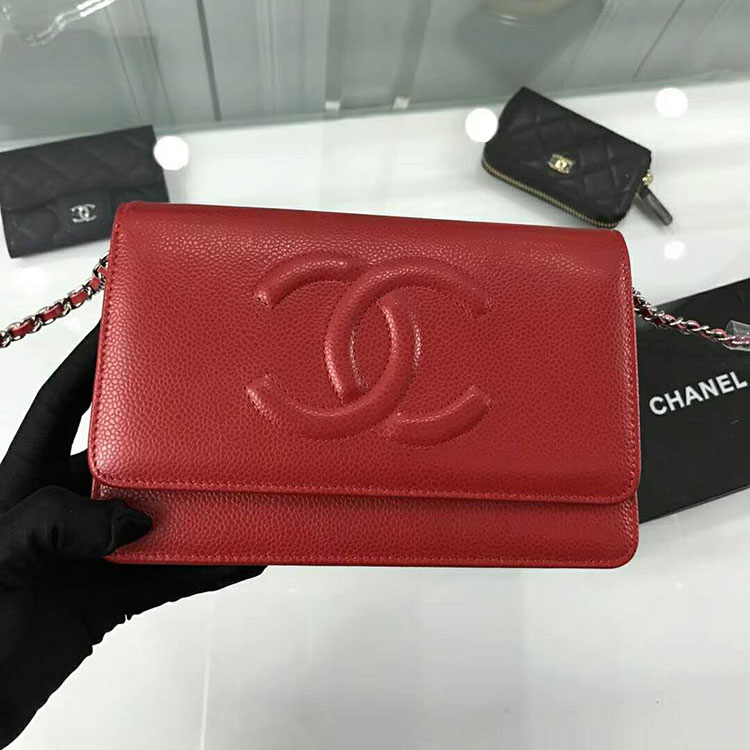 2018 Chanel WOC A33814 Original Caviar Leather Mini Flap Bag