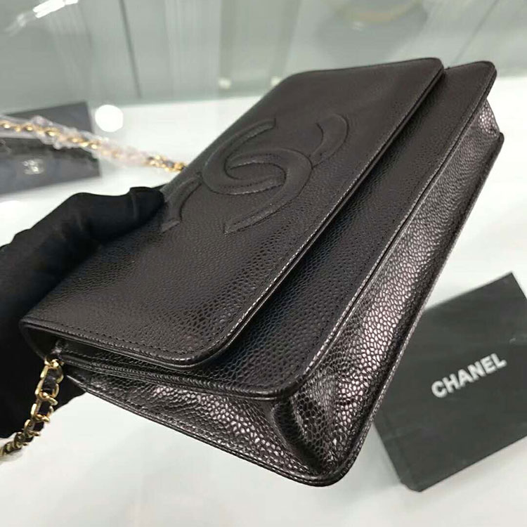 2018 Chanel WOC A33814 Original Caviar Leather Mini Flap Bag