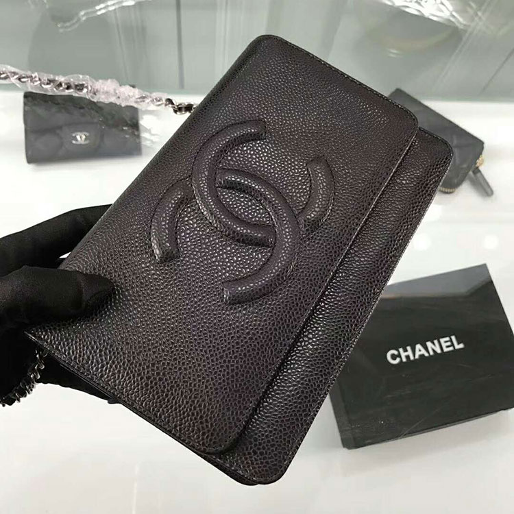 2018 Chanel WOC A33814 Original Caviar Leather Mini Flap Bag