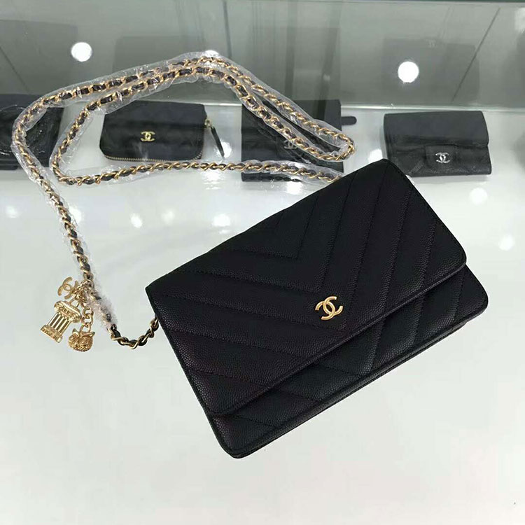 2018 Chanel WOC A33814 Original Grained Calfskin Mini Flap Bag