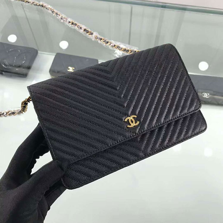 2018 Chanel WOC A33814 Original Grained Calfskin Mini Flap Bag