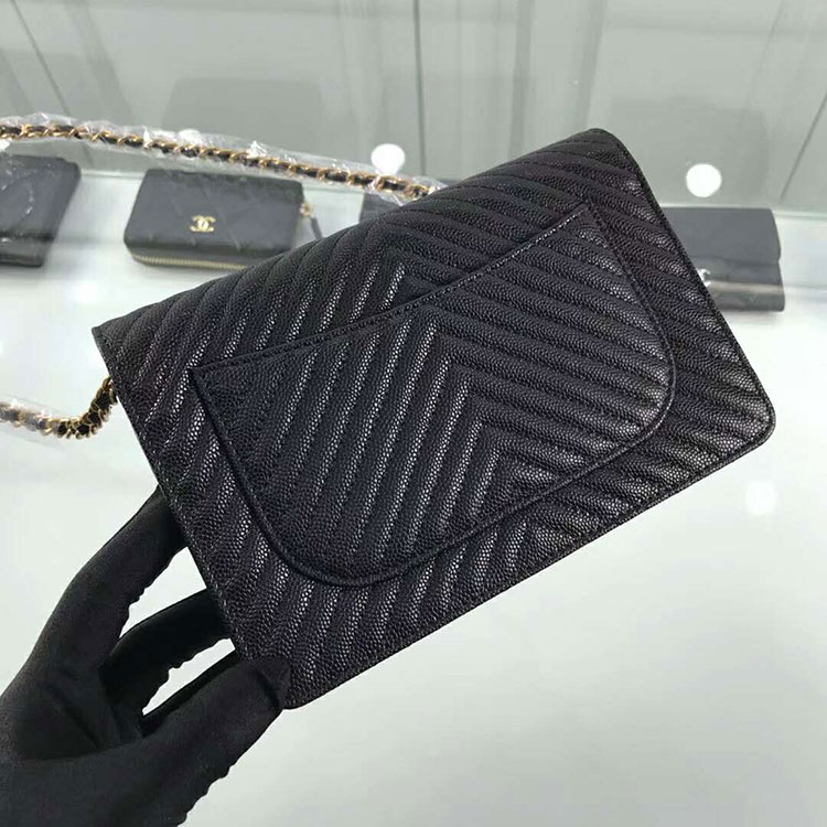 2018 Chanel WOC A33814 Original Grained Calfskin Mini Flap Bag