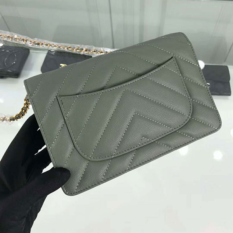 2018 Chanel WOC A33814 Original Grained Calfskin Mini Flap Bag