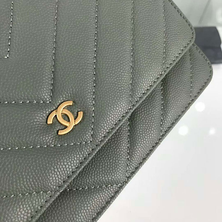 2018 Chanel WOC A33814 Original Grained Calfskin Mini Flap Bag