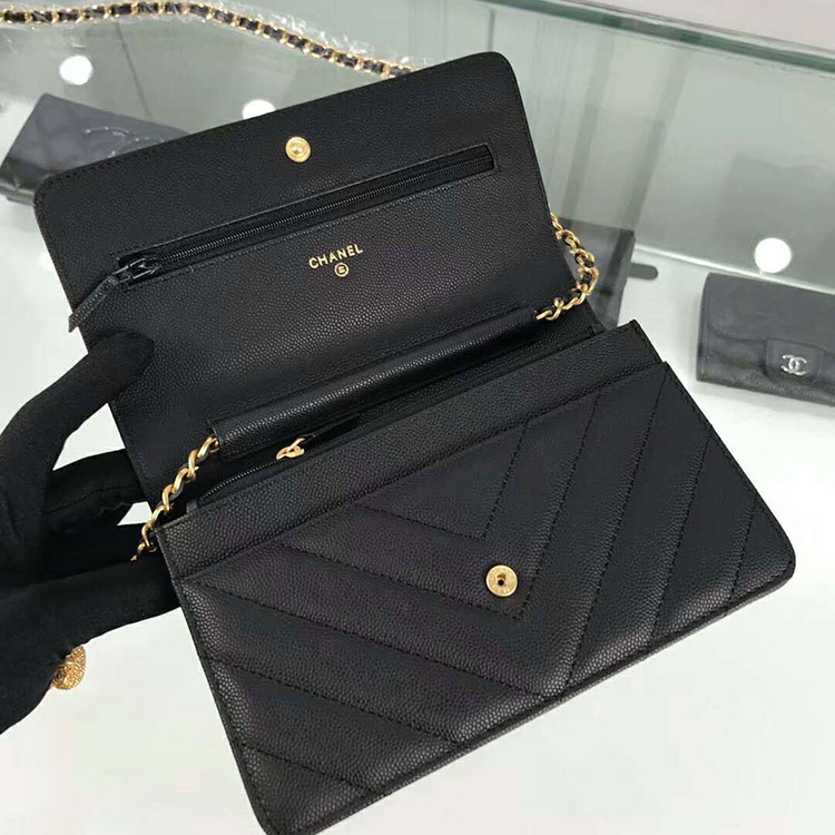 2018 Chanel WOC A33814 Original Grained Calfskin Mini Flap Bag