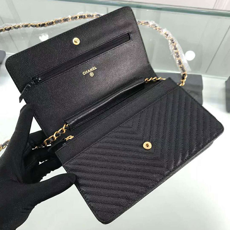 2018 Chanel WOC A33814 Original Grained Calfskin Mini Flap Bag