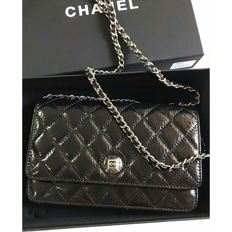 2018 Chanel WOC A33814 Original Pleated Crumpled Calfskin Mini Flap Bag