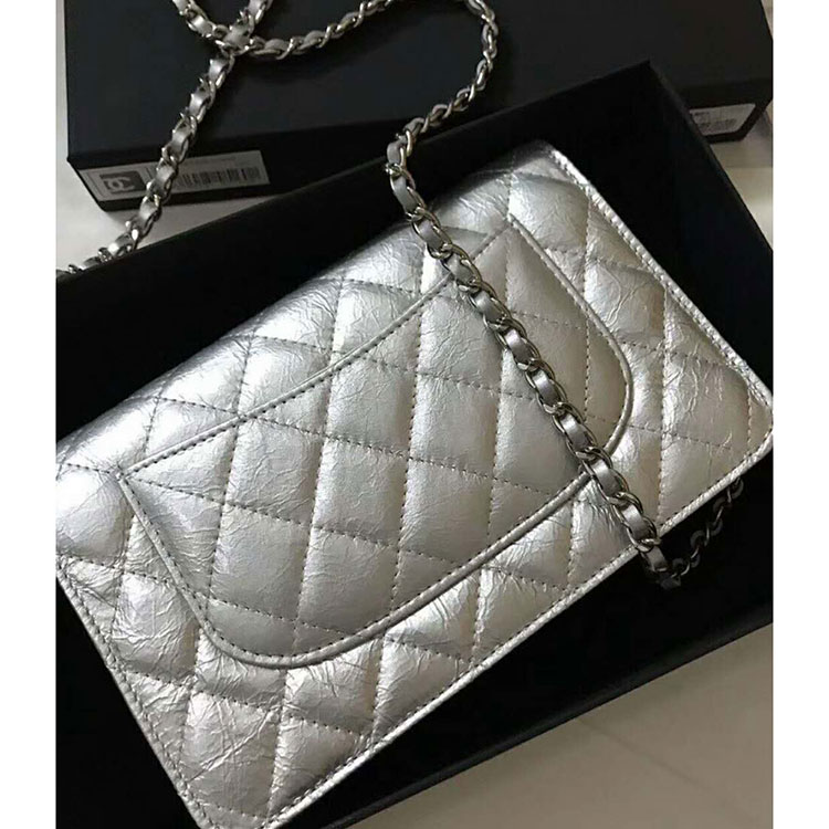 2018 Chanel WOC A33814 Original Pleated Crumpled Calfskin Mini Flap Bag