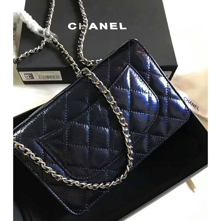 2018 Chanel WOC A33814 Original Pleated Crumpled Calfskin Mini Flap Bag