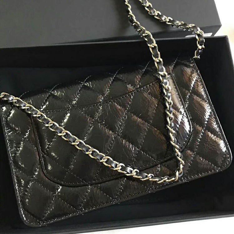 2018 Chanel WOC A33814 Original Pleated Crumpled Calfskin Mini Flap Bag