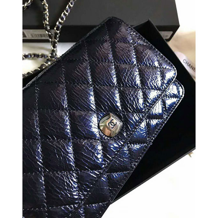 2018 Chanel WOC A33814 Original Pleated Crumpled Calfskin Mini Flap Bag