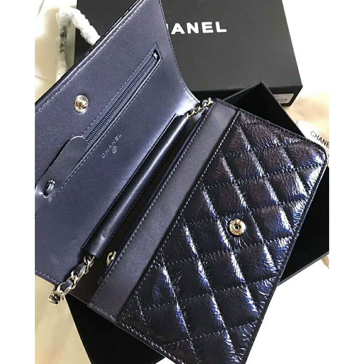 2018 Chanel WOC A33814 Original Pleated Crumpled Calfskin Mini Flap Bag