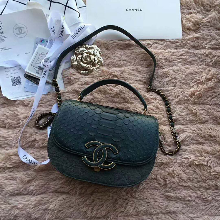 2018 Chanel messenger bag Real Python leather