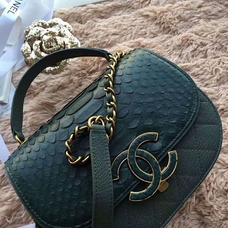 2018 Chanel messenger bag Real Python leather