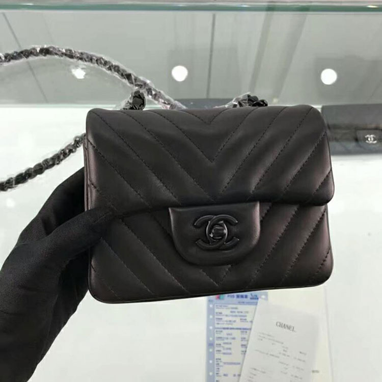 2018 Chanel mini Classic Flap Bag Original Sheekskin leather