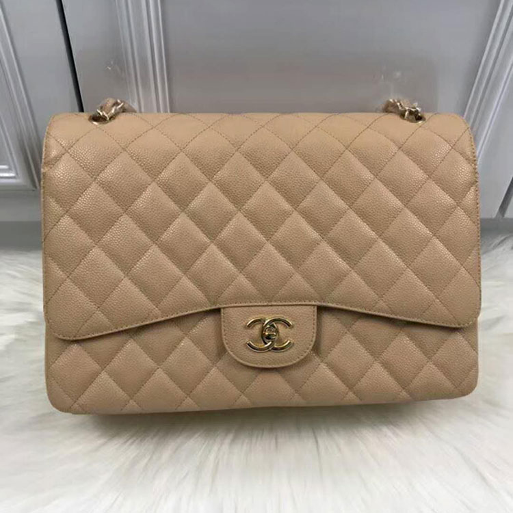 2018 Classic Chanel Maxi Double Flaps Bag A58601 Original Caviar Leather