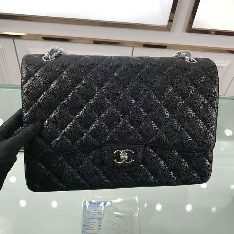 2018 Classic Chanel Maxi Double Flaps Bag A58601 Original Caviar Leather