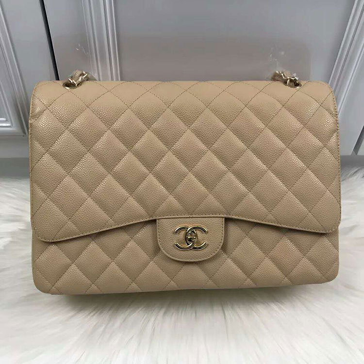 2018 Classic Chanel Maxi Double Flaps Bag A58601 Original Caviar Leather