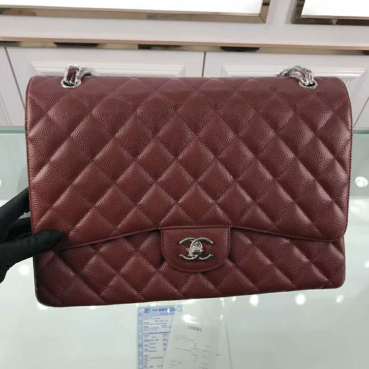 2018 Classic Chanel Maxi Double Flaps Bag A58601 Original Caviar Leather