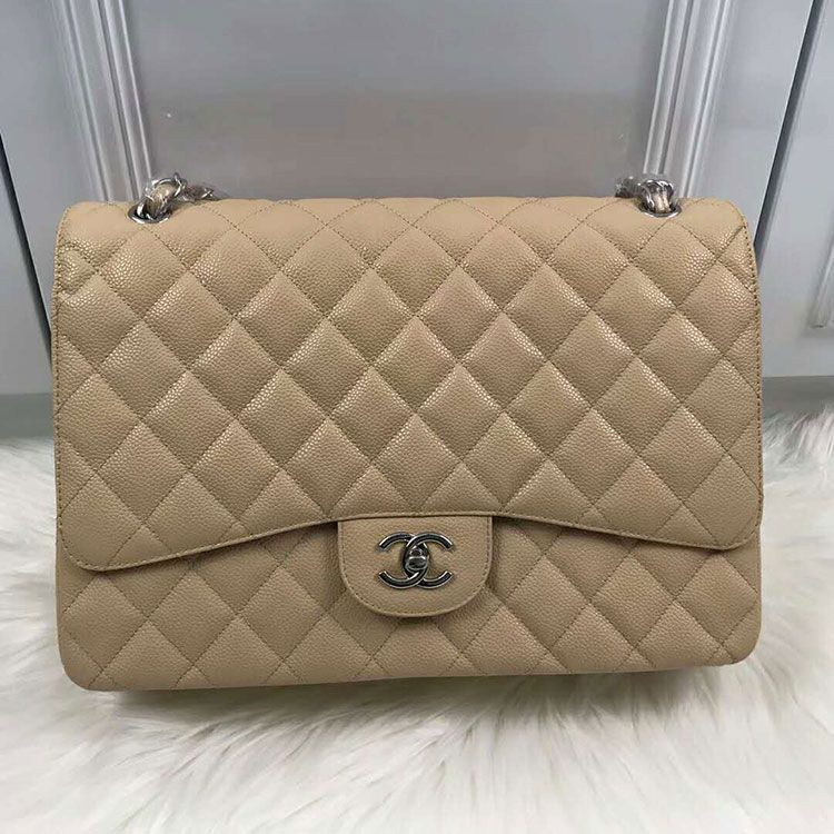 2018 Classic Chanel Maxi Double Flaps Bag A58601 Original Caviar Leather