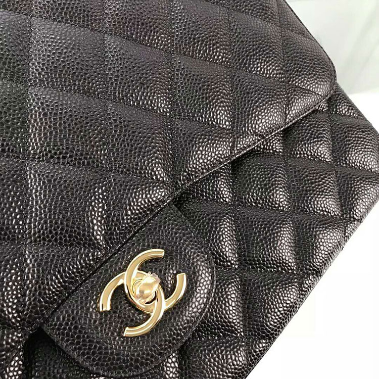 2018 Classic Chanel Maxi Double Flaps Bag A58601 Original Caviar Leather