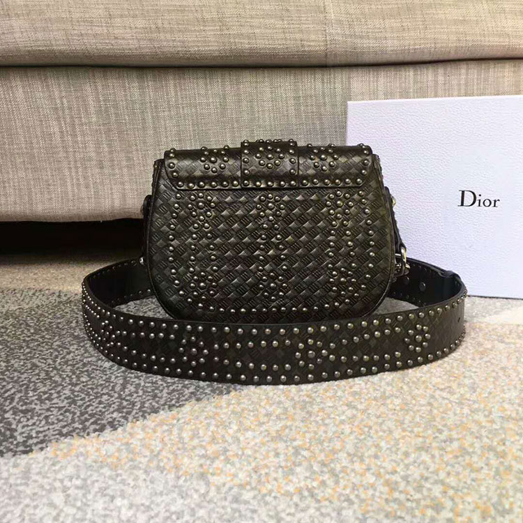 2018 Dior D-FENCE SADDLE BAG IN STUDDED CALFSKIN