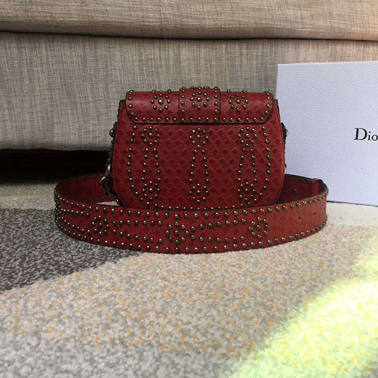 2018 Dior D-FENCE SADDLE BAG IN STUDDED CALFSKIN