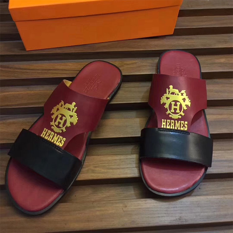 2018 Hermes men Slippers in Calfskin leather