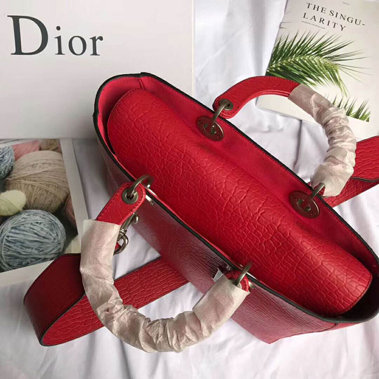 2018 LARGE LADY DIOR BAG IN CANYON GRAINED LAMBSKIN