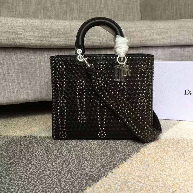 2018 LARGE LADY DIOR BAG IN STUDDED CALFSKIN