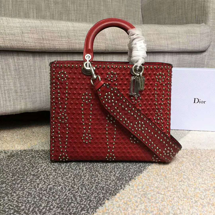 2018 LARGE LADY DIOR BAG IN STUDDED CALFSKIN