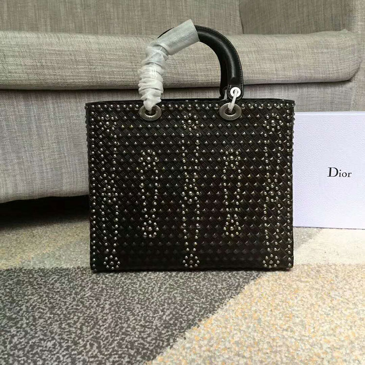 2018 LARGE LADY DIOR BAG IN STUDDED CALFSKIN