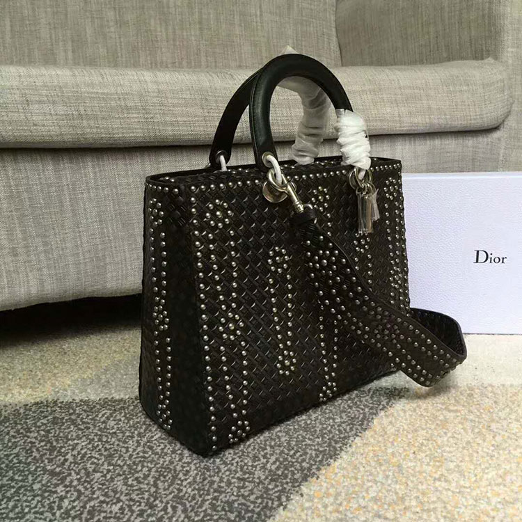 2018 LARGE LADY DIOR BAG IN STUDDED CALFSKIN