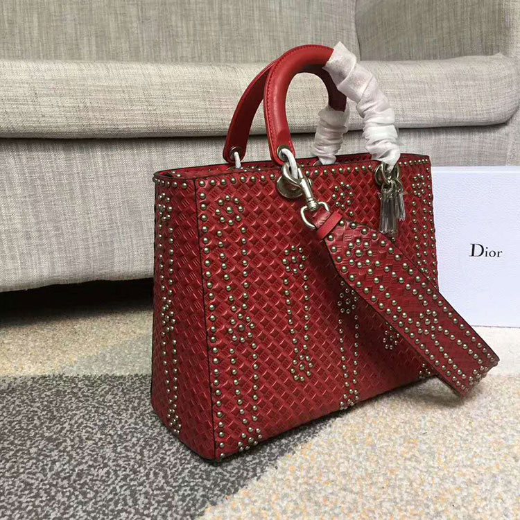 2018 LARGE LADY DIOR BAG IN STUDDED CALFSKIN