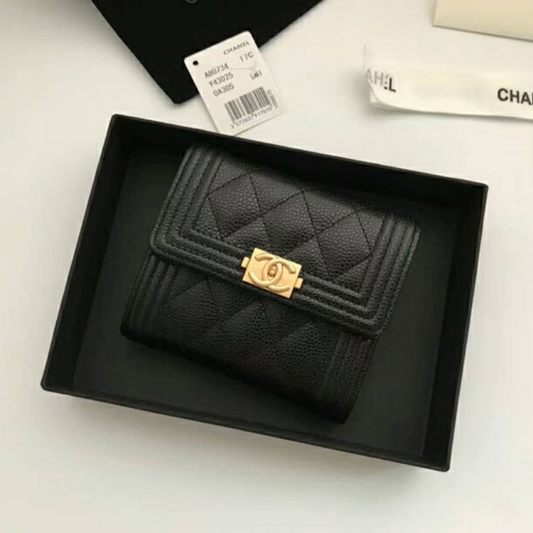 2018 Le Boy Chanel Matelasse Tri-Fold Wallet