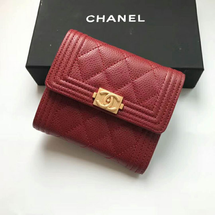 2018 Le Boy Chanel Matelasse Tri-Fold Wallet