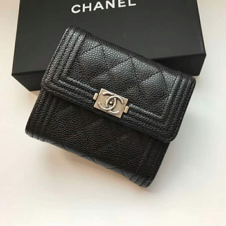 2018 Le Boy Chanel Matelasse Tri-Fold Wallet