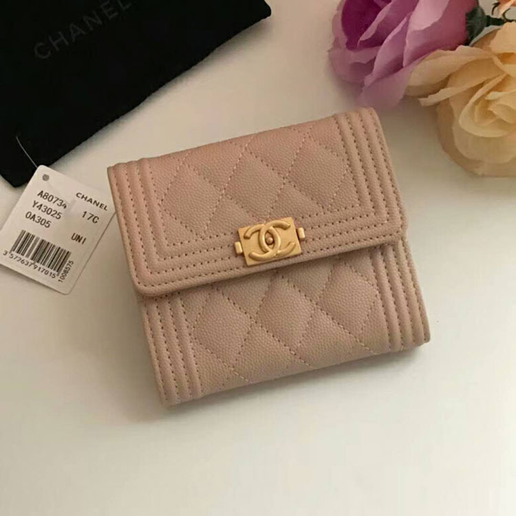 2018 Le Boy Chanel Matelasse Tri-Fold Wallet