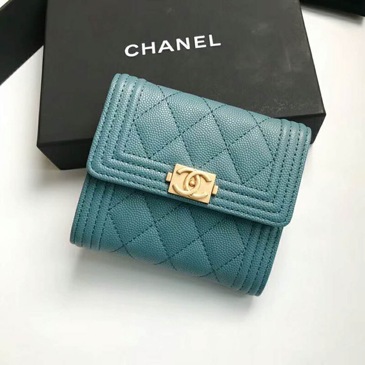 2018 Le Boy Chanel Matelasse Tri-Fold Wallet