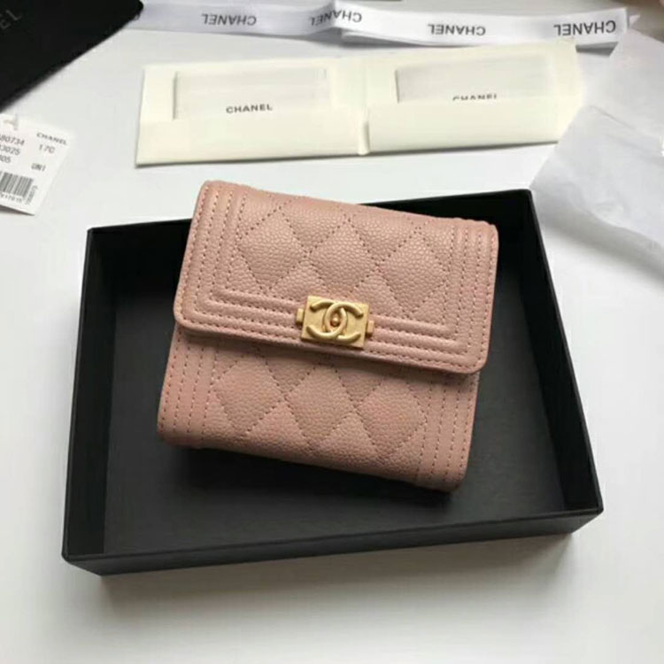 2018 Le Boy Chanel Matelasse Tri-Fold Wallet