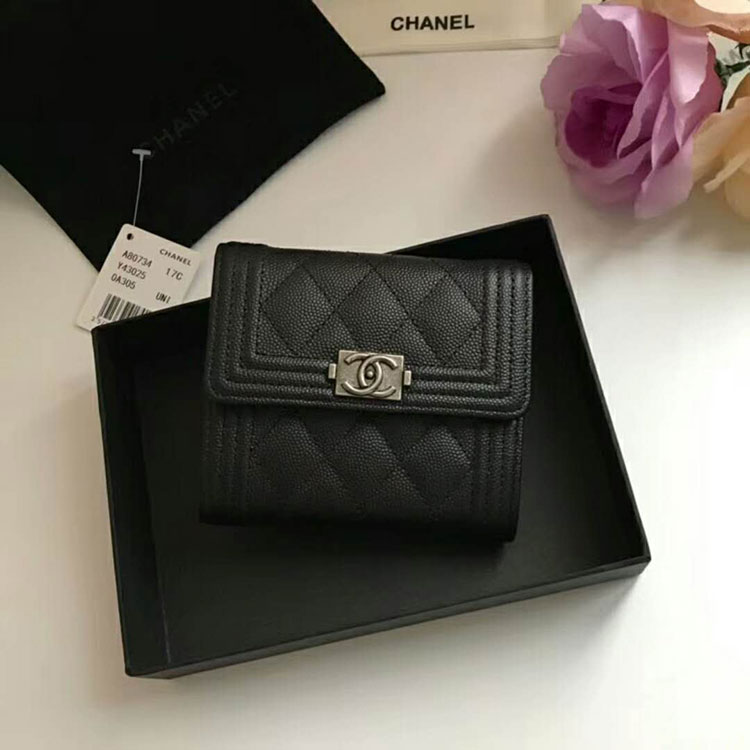 2018 Le Boy Chanel Matelasse Tri-Fold Wallet