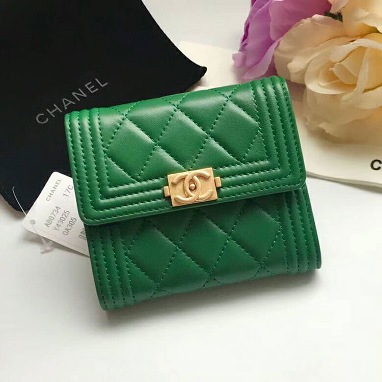 2018 Le Boy Chanel Matelasse Tri-Fold Wallet