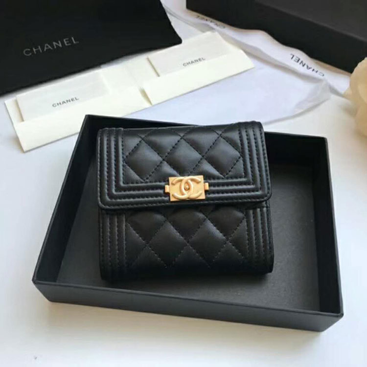 2018 Le Boy Chanel Matelasse Tri-Fold Wallet