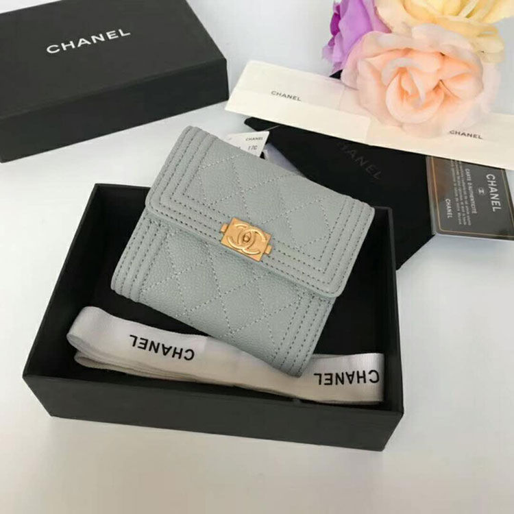 2018 Le Boy Chanel Matelasse Tri-Fold Wallet