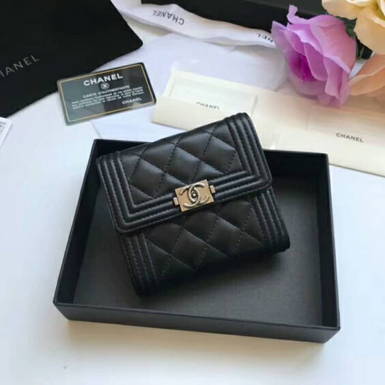 2018 Le Boy Chanel Matelasse Tri-Fold Wallet