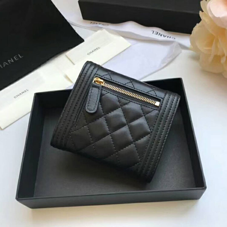 2018 Le Boy Chanel Matelasse Tri-Fold Wallet