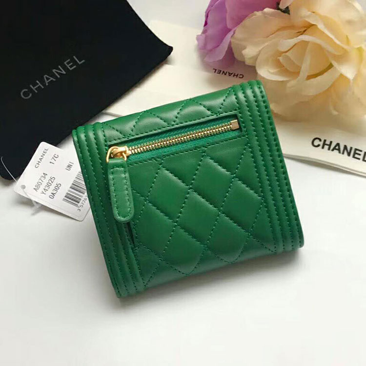 2018 Le Boy Chanel Matelasse Tri-Fold Wallet