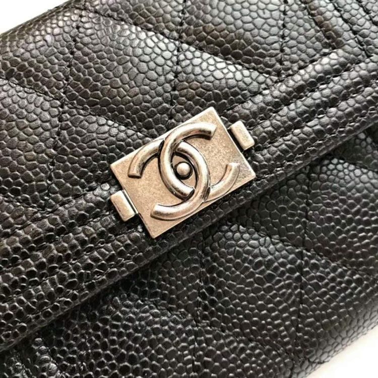 2018 Le Boy Chanel Matelasse Tri-Fold Wallet