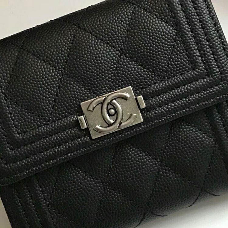 2018 Le Boy Chanel Matelasse Tri-Fold Wallet